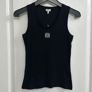 LOEWE Embroidered ribbed stretch-cotton tank top